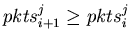 $pkts^j_{i+1} \ge pkts^j_i$